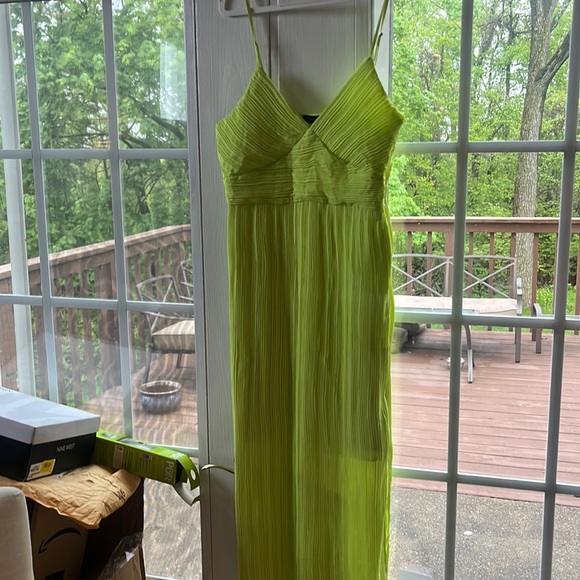 banana republic lime green dress Stretch-Satin Cross-Back Maxi Dress